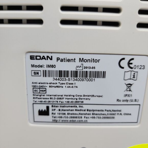 Edan iM60 Patient Monitor 10.4" Ex-Demo Unit Low Usage No Battery Power On Teste - Picture 5 of 16